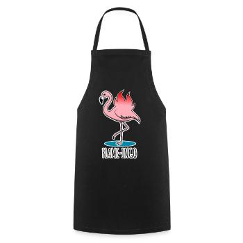 Flame-Ingo - ein flammender Flamingo - Kochschürze - Schwarz - Vorne - AI Model Male 185 dark (185cm)