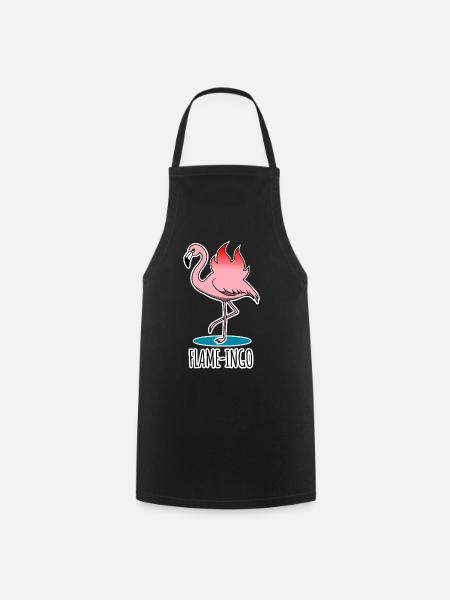 Flame-Ingo - ein flammender Flamingo - Kochschürze - Schwarz