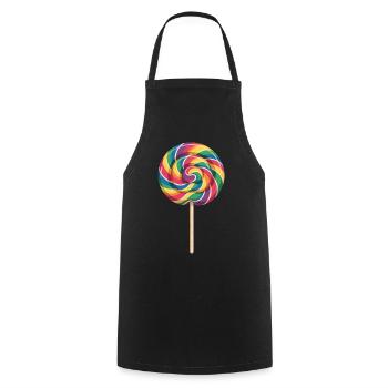 Colorful Rainbow Lollipop Spiral Look - Cooking Apron - black - Front - AI Model Male 185 dark (185cm)