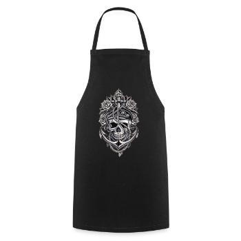 Navy Totenkopf Anker Gothic Totenschädel - Kochschürze - Schwarz - Vorne - AI Model Male 185 dark (185cm)