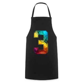 NO. 3 NUMBER 3 COLLEGE 3RD BIRTHDAY - Cooking Apron - black - Front - AI Model Male 185 dark (185cm)