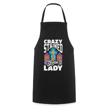 Stained Glass Art Stained Glass Artist - Cooking Apron - black - Front - AI Model Male 185 dark (185cm)