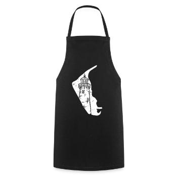 Amrum North Sea Lighthouse Silhouette Grunge - Cooking Apron - black - Front - AI Model Male 185 dark (185cm)