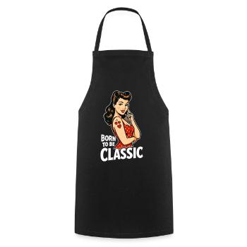 Born to Be Classic – Pin-Up Woman in Retro Style - Cooking Apron - black - Front - AI Model Male 185 dark (185cm)