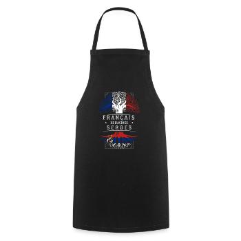 Racines Serbes - Tablier de cuisine - noir - Devant - AI Model Male 185 dark (185cm)