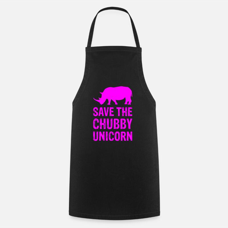 Save the Chubby Unicorn - Save the Thick Unicorn - Cooking Apron - black