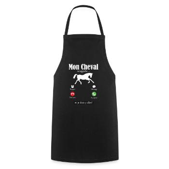 Humour Cheval Cadeau Anniversaire Equitatio - Tablier de cuisine - noir - Devant - AI Model Male 185 dark (185cm)