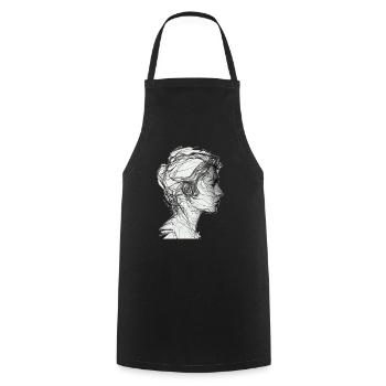 Une femme de dessin au trait - Tablier de cuisine - noir - Devant - AI Model Male 185 dark (185cm)