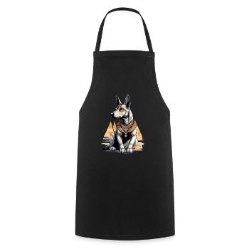Chien Egyptien n°1 - Tablier de cuisine - noir - Devant - AI Model Male 185 dark (185cm)