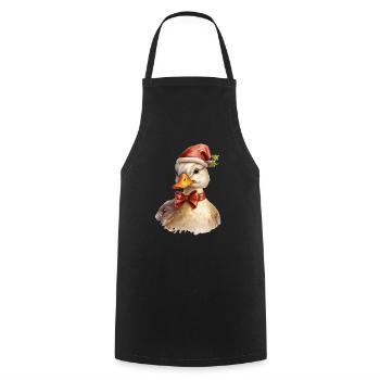 Ente mit Weihnachtsmütze, T-Shirt, Tasse - Kochschürze - Schwarz - Vorne - AI Model Male 185 dark (185cm)
