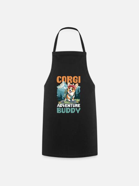 Corgi Mama Papa Corgi Abenteuer Kumpel - Kochschürze - Schwarz