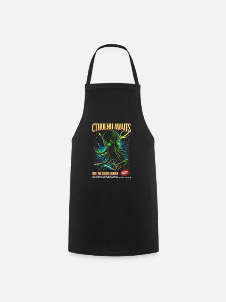 Cthulhu Awaits: Cosmic Horror Universe Illustration - Kochschürze - Schwarz