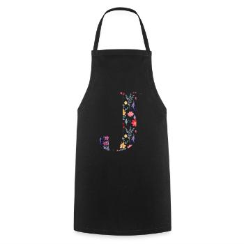 Personalisierter Blumenbrief j - Geschenkidee - Kochschürze - Schwarz - Vorne - AI Model Male 185 dark (185cm)