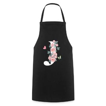 Letter j Pink Flowers - Cooking Apron - black - Front - AI Model Male 185 dark (185cm)