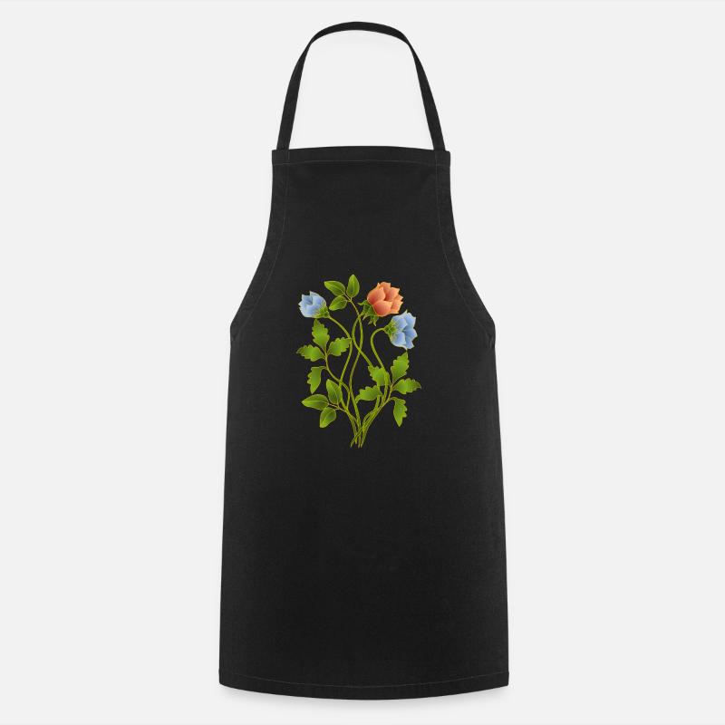 Blumen - Kochschürze - Schwarz
