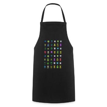 Cute Robot Pattern - Cooking Apron - black - Front - AI Model Male 185 dark (185cm)