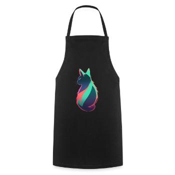 wonderful cat neon colorful colorful - Cooking Apron - black - Front - AI Model Male 185 dark (185cm)