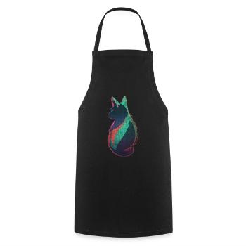 Neon Katze Kunst - Kochschürze - Schwarz - Vorne - AI Model Male 185 dark (185cm)