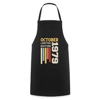 October 1979 - October 1979 Birthday Gift - Cooking Apron - black - Front - AI Model Male 185 dark (185cm)