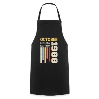 Octobre 1988 - Cadeau anniversaire Octobre 1988 - Tablier de cuisine - noir - Devant - AI Model Male 185 dark (185cm)