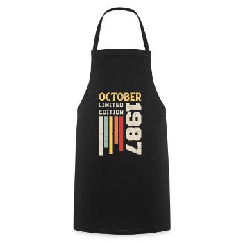 October 1987 - October 1987 Birthday Gift - Cooking Apron - black - Front - AI Model Male 185 dark (185cm)