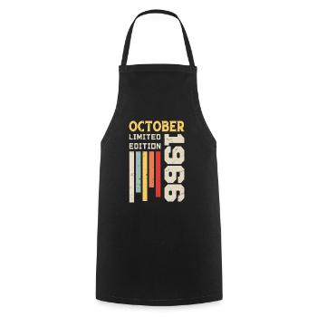 October 1966 - October 1966 Birthday Gift - Cooking Apron - black - Front - AI Model Male 185 dark (185cm)