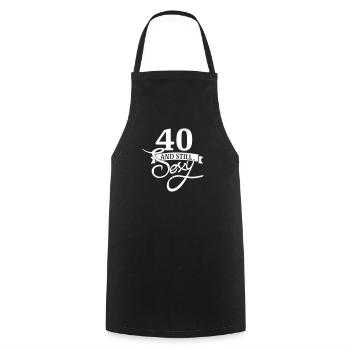 40 and still sexy - Tablier de cuisine - noir - Devant - AI Model Male 185 dark (185cm)
