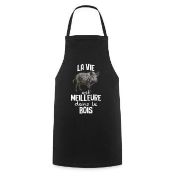 Vie Dans Les Bois Avec le Sanglier Cadeau Chasseur - Tablier de cuisine - noir - Devant - AI Model Male 185 dark (185cm)