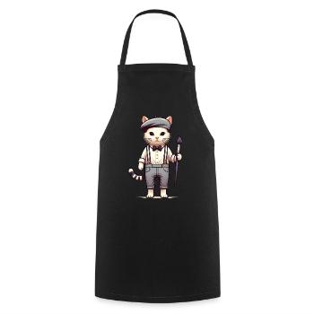 Cute Cat Artist - Cooking Apron - black - Front - AI Model Male 185 dark (185cm)