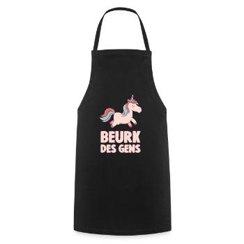 Femme Licorne Beurk Des Gens Message Humour - Tablier de cuisine - noir - Devant - AI Model Male 185 dark (185cm)
