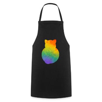 Pride Kitty - Cooking Apron - black - Front - AI Model Male 185 dark (185cm)