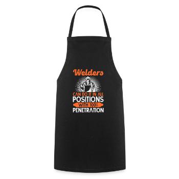 welders can do it in all positions Design for a - Cooking Apron - black - Front - AI Model Male 185 dark (185cm)