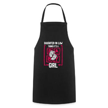 Daughter-in-Law Thinks It's a Girl Gender Reveal - Cooking Apron - black - Front - AI Model Male 185 dark (185cm)