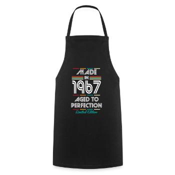 55th Birthday - Made in 1967 - Cooking Apron - black - Front - AI Model Male 185 dark (185cm)