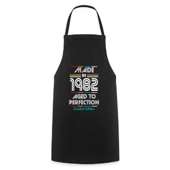 40th Birthday - Made in 1982 - Cooking Apron - black - Front - AI Model Male 185 dark (185cm)