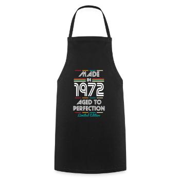 50th Birthday - Made in 1972 - Cooking Apron - black - Front - AI Model Male 185 dark (185cm)