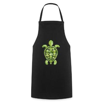 Green turtle mosaic pattern - Cooking Apron - black - Front - AI Model Male 185 dark (185cm)