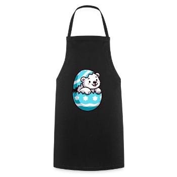 Cartoon Polar Bear Easter Egg Hatching - Cooking Apron - black - Front - AI Model Male 185 dark (185cm)