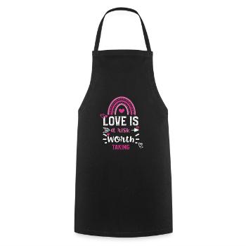 Love is a risk worth taking - Cooking Apron - black - Front - AI Model Male 185 dark (185cm)