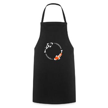 Poisson Koi - Tablier de cuisine - noir - Devant - AI Model Male 185 dark (185cm)