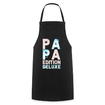 PAPA Deluxe Edition pastellrosa blau - Kochschürze - Schwarz - Vorne - AI Model Male 185 dark (185cm)