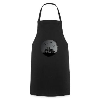 Tractor Tractor driver "Harvest in the moonlight" - Cooking Apron - black - Front - AI Model Male 185 dark (185cm)