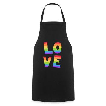 LOVE Gay Pride Drapeau arc-en-ciel Mois de la fierté LGBT LGBTQ - Tablier de cuisine - noir - Devant - AI Model Male 185 dark (185cm)