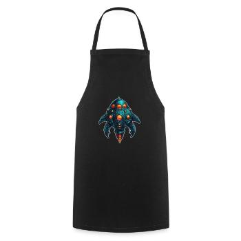 Vaisseau spatial coloré imaginatif fantaisiste - Tablier de cuisine - noir - Devant - AI Model Male 185 dark (185cm)