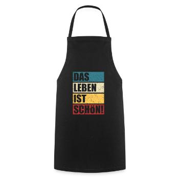 Das Leben ist schön - Kochschürze - Schwarz - Vorne - AI Model Male 185 dark (185cm)