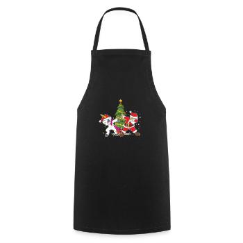 Funny Christmas Xmas Dabbing Santa Unicorn - Cooking Apron - black - Front - AI Model Male 185 dark (185cm)