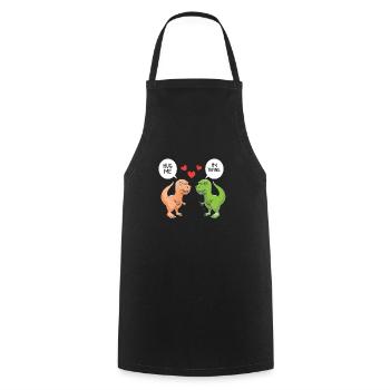 Funny Dino Valentine Clothes Gift for Him Her - Cooking Apron - black - Front - AI Model Male 185 dark (185cm)