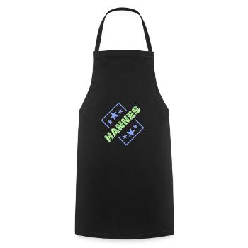 First name Hannes - Cooking Apron - black - Front - AI Model Male 185 dark (185cm)