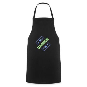 First name Janick - Cooking Apron - black - Front - AI Model Male 185 dark (185cm)