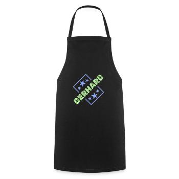 Prénom du nom de Gerhard Boy Anniversaire - Tablier de cuisine - noir - Devant - AI Model Male 185 dark (185cm)